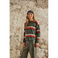 Maloja KarrosterM. Heavy Cotton Longsleeve Women's - Deep Forest Stripe 8797 -Maloja maloja karrosterm 1530529 2